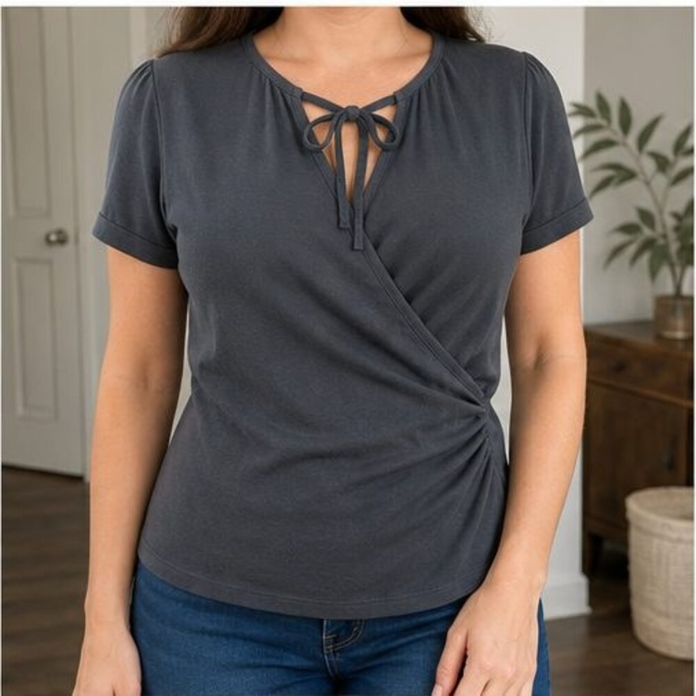 Charcoal Ruffle Blouse - Picture 2 of 6